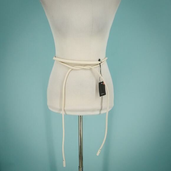 Zara One Size White Ivory Leather Rope Wrap Tie Cord Statement Belt NEW - Picture 1 of 7